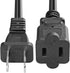 VSEER 2 Prong Extension Cord, US AC 2-Prong Male and Female Power Cable SPT2 16AWG 13A/125V, Black