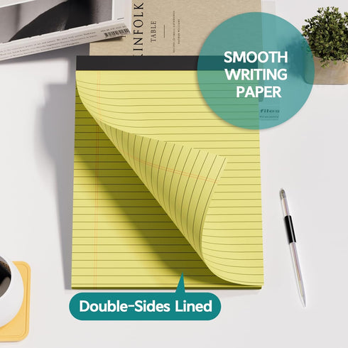 Legal Pads 8.5 x 11, 3 Pack Yellow Note Pads, Wide Ruled Notepads, 30 Sheets Per Notepad for School Office