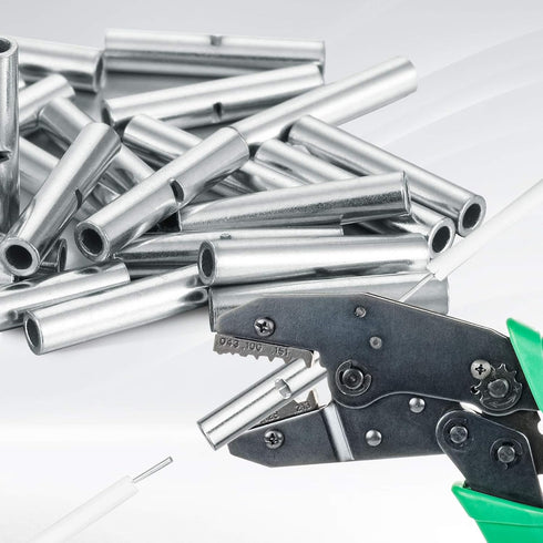150 Pieces Non Insulated Butt Connectors, 22-16 Gauge Electrical Wire Seamless Uninsulated Crimp Ferrule Terminals