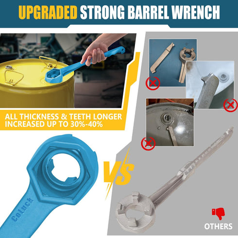 Bung Wrench, Gallon Drum Wrench for 10 15 20 30 50 55 Gallon Drums, Fits 2 inch and 3/4 inch Caps