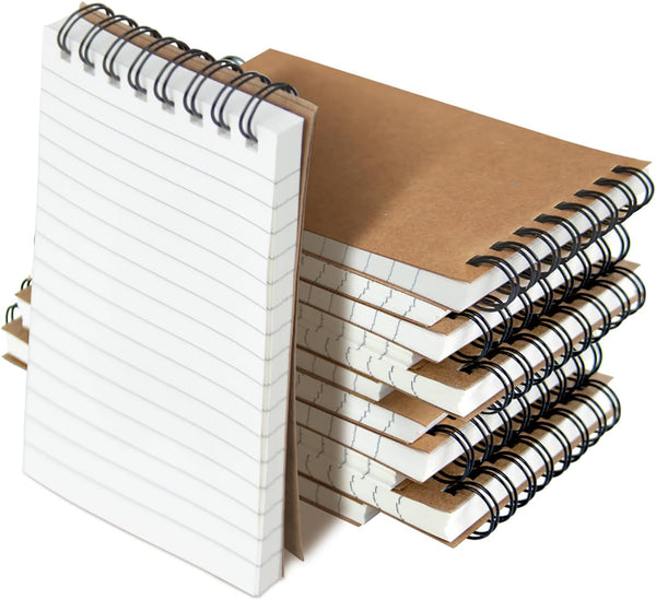 Pocket Notebooks Set of 12 - Small 3x5 Spiral Notepads, Office Style Mini Notebook, Lined College Ruled Paper for Home,