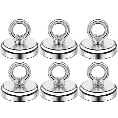 DIYMAG Magnetic Hooks - 100 lbs Heavy Duty Neodymium Magnet Hooks with Countersunk Hole, Pack of 6