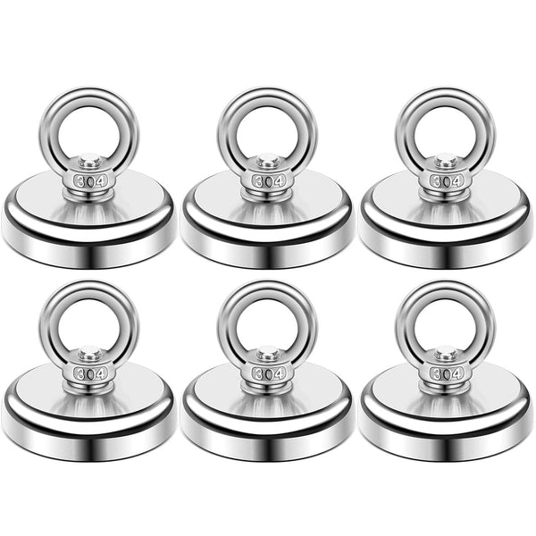 DIYMAG Magnetic Hooks - 100 lbs Heavy Duty Neodymium Magnet Hooks with Countersunk Hole, Pack of 6