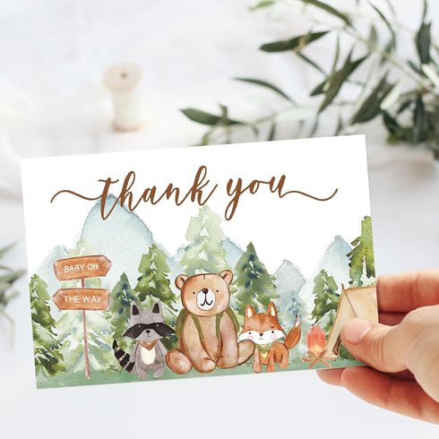 50 Packs 4 6 Inch FYSUIMU Camping Animal Thank You Cards Watercolor Camp Tent Campfire Greeting Cards Woodland Blank