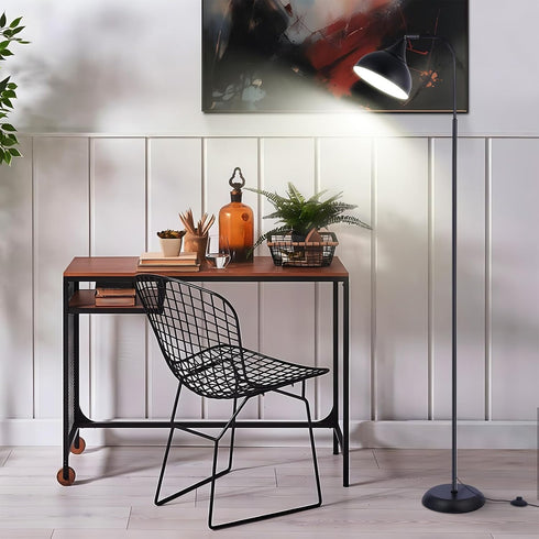 Industrial LED Floor Lamp,Black Metal Adjustable Standing Lamp for Living Room, Bedroom, Office,Rotating Head Tall