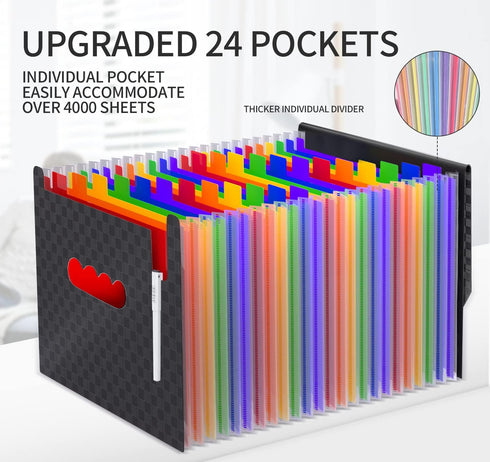 Expanding File Folders Accordion Organizer with 24 Pockets, Letter Size Document Folder for Storage