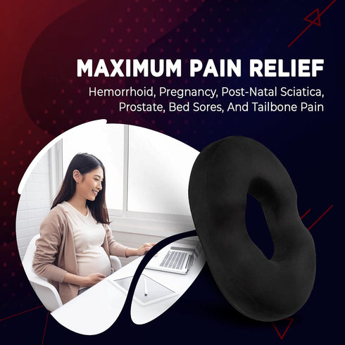 Lexia Tailbone Donut Pillow Seat Cushion Orthopedic Design| & Coccyx Memory Foam Pillow | Relieve Pain and Pressure