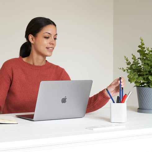 KIBAGA Aesthetic Desk Pen Holder - Modern Concrete Pencil Holder, Cute Functional Desk Organizer for Office Supplies,