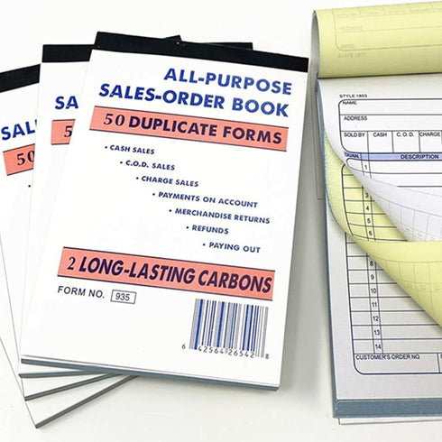 TSY TOOL 10 Pack 50 Sets 5.5" 8.3" Carbonless Money Receipt Books per Book, x Yellow with White Border, Two-Part