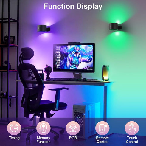 Set 2, 5000mAh 19 Dimmable Lightess Battery Operated Wall Sconce of Rechargeable Wall Sconce with Remote, Colors Wall