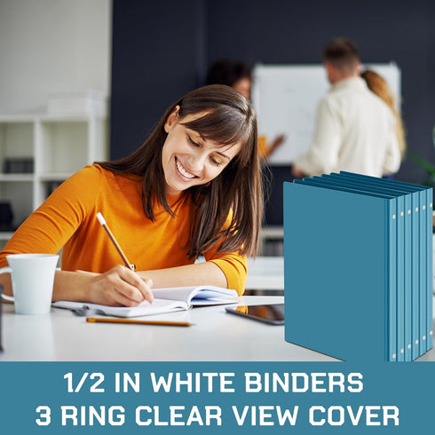 Fulmoon 12 Pcs Economy View 3 Ring Plastic Binder, 12.2 x 9.8 Inch, with Pockets for Meetings, Home, Office, School