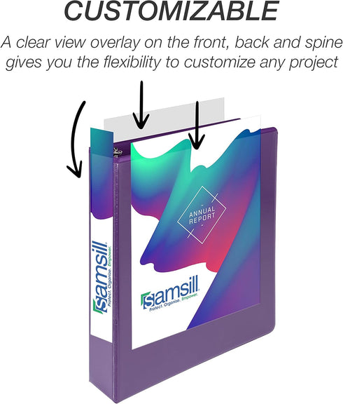 Samsill Durable 1.5 Inch D Ring Binder, Made in the USA, Purple, 4 Pack Holds 350 Pages