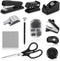 Black Desk Accessory Kit, Cute Office Supplies Set, Desktop Stapler Set includes Staple Remover, Hole Punch, Tape