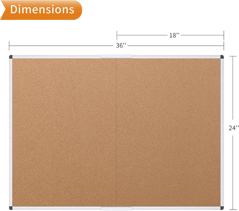 VIZ-PRO Foldable Cork Bulletin Board - 36 X 24 Inches with Silver Aluminium Frame
