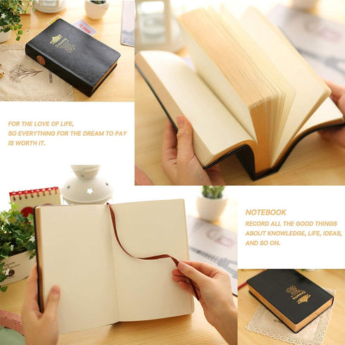 Thick Journal, Hardcover Notebook with Black Soft Faux Leather Cover, 416 Pages, A5 Blank Premium Papers with Golden