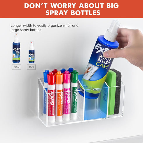 Magnetic Dry Erase Marker Holder, Acrylic Pen Holder for Whiteboard, Refrigerator, Office Organizer