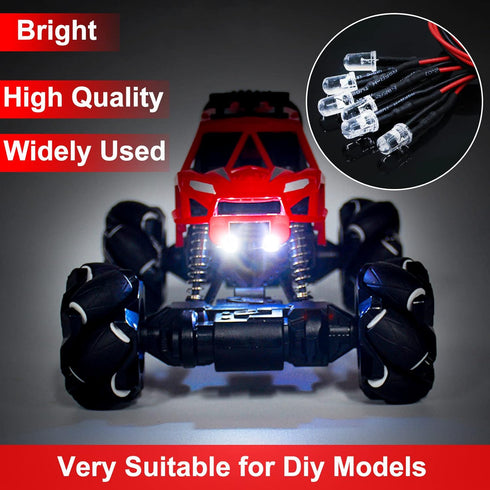 50pcs 12 Volt 5mm Red LED Lights, Pre Wired 7.9 inch DC 12v LED Light, Clear Lens Small LED Lamps