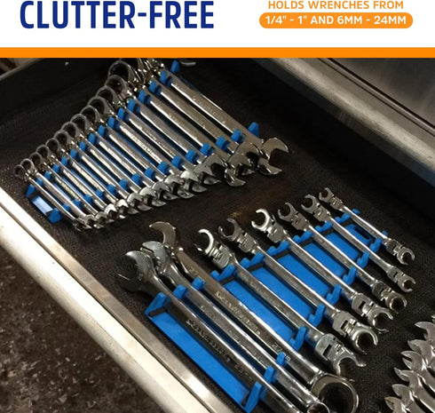 Protoco 3021 Standard Wrench Rack, 15 Piece Magnetic Tool Organizer for Tool Box or Wall