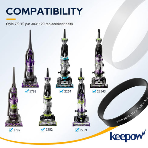 KEEPOW Style 7/9/10 P/N 3031120 Replacement Belt for Bissell Powerforce Helix Powerlifter Cleanview Swivel Rewind Pet