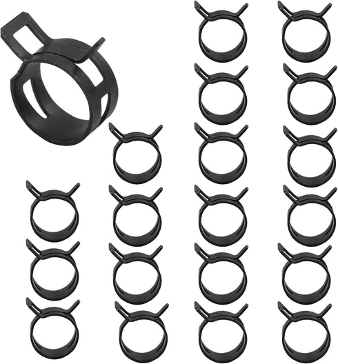 20 Pcs 0.86 Inch ID Spring Band Type Clamps, 22mm Fuel Hose Clamps Fasteners, Black Spring Hose Clip