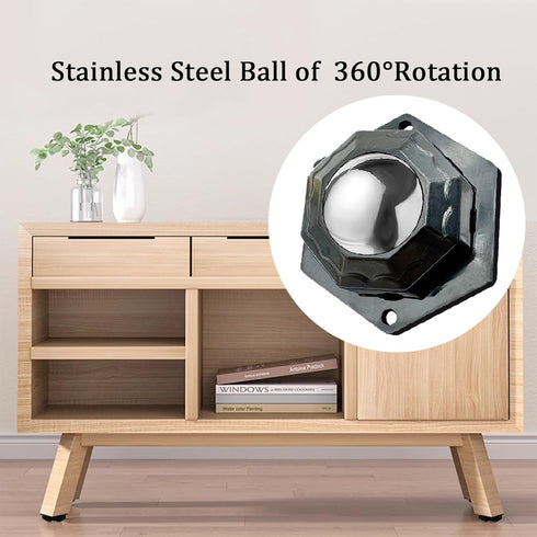 Self Adhesive Caster Wheels for Small Furniture, 360° Rotation Mini Caster Wheels for Appliances (12 PCS, Black)