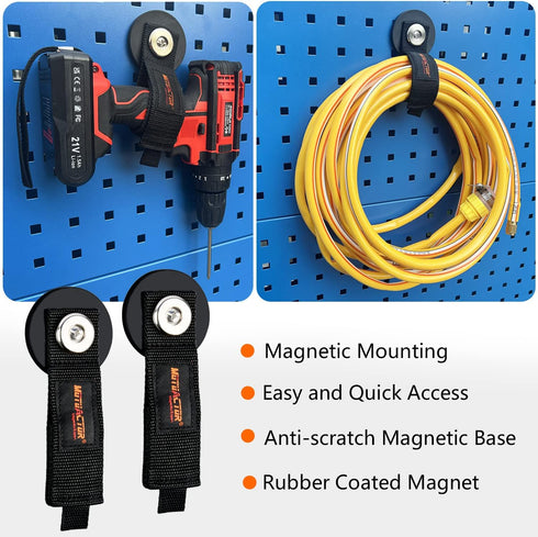 MUTUACTOR 2packs Magnetic Hooks Heavy Duty, Strong Magnet Garage Hook for Hanging Cables, Rubber Coating Storage Hooks