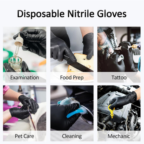 Schneider Nitrile Exam Gloves, Large, 200-ct Box, 4-mil, Black Disposable Gloves, Latex-Free, Food Safe