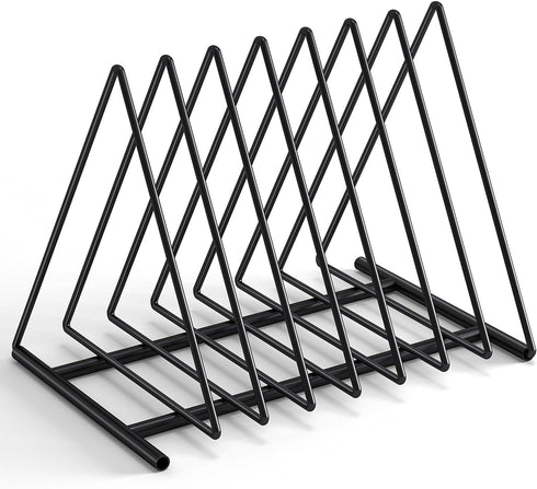 Fun storage Triangle Desk File Organizer, 7 Slots Metal File Sorter Magazine Holder Document
