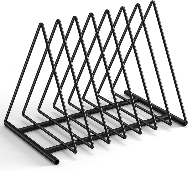 Fun storage Triangle Desk File Organizer, 7 Slots Metal File Sorter Magazine Holder Document