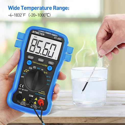 BTMETER BT-39C True RMS Multimeter, Auto Range Digital Avometer 6000 Counts Accurate Measures