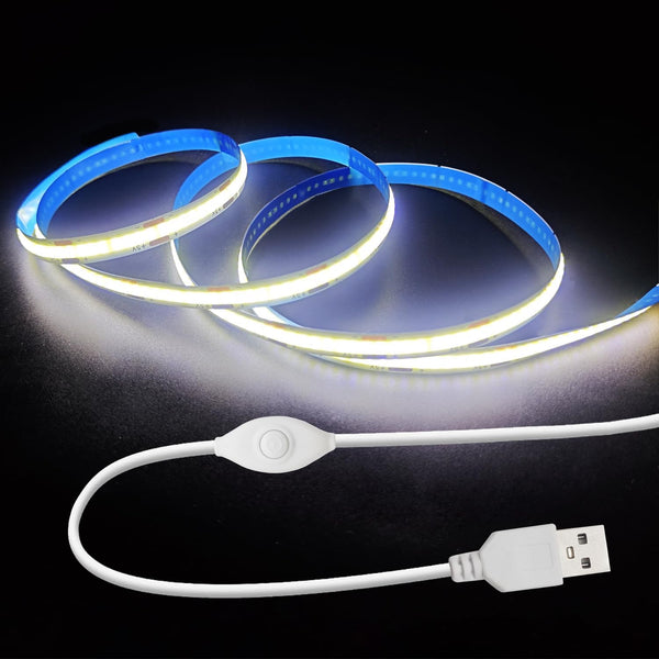 ZSLAIFU 5V LED Strip Lights, White USB LED Light Strip, 3.28FT Dimmable