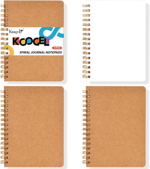 Koogel 4PCS Mini Spiral Notebooks, 4.5x 5.7inch Small Blank Pocket Notebooks for School Office Note Taking