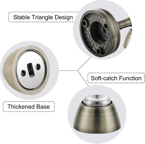 KOLAKO Magnetic Door Stopper, Heavy Duty Floor Door Stoppers Wall Protector, Brushed Bronze Stainless Steel Magnet Door