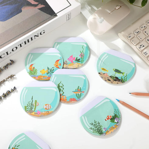 Perkoop 12 Pack Funny Sticky Notes, 3 x 3 Inch Adult Fishbowl Shaped Note Pads, Colorful Self Stick Note Pads for