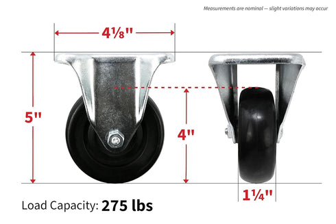 Shepherd Hardware 9786 400 Series 4-Inch Rigid Plate Caster Wheel, 275-lb Load Capacity