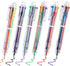 EEOYU 6 Pack Multicolor 0.5mm 6-in-1 Retractable Ballpoint Pens for Office School Supplies, Gift