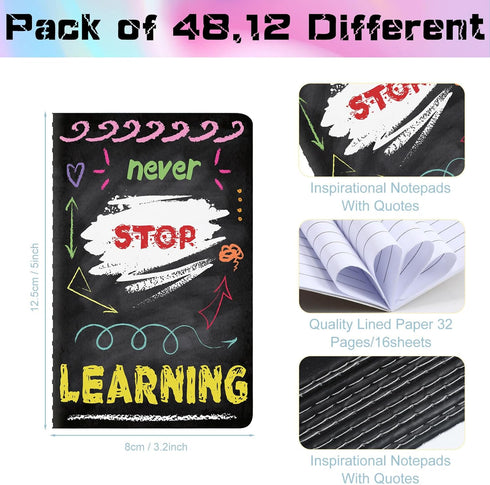 Inspirational Notepads - Mini Motivational Notebook, Small Pocket Journal for School, Office, Travel, 12 Styles