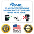 10x14 Inches, .040 Please Do Not Deposit Feminine Products Baby Wipes in Toilet with Graphic Sign, Rust Free Aluminum