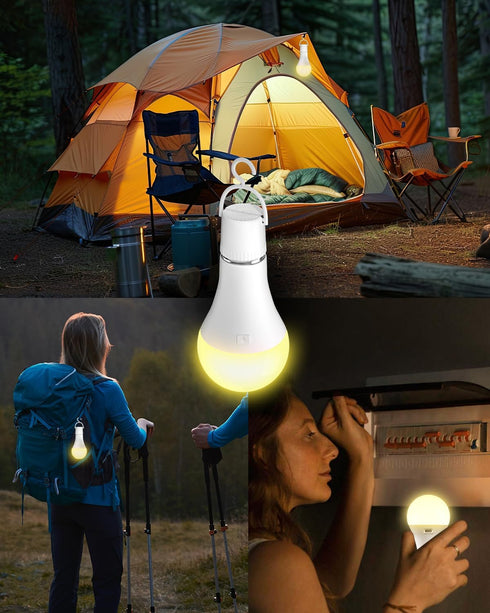 E26 Bulb Bulb,RGB 3 Temperature,Dimmable Bulb Lamps,2 Pack(4.86" Rechargeable Light with Remote Control,Battery Light
