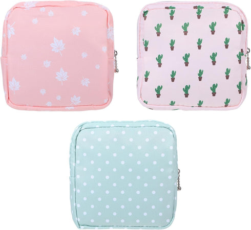 Gjinxi 3 PCS Period Bag with Zipper Discreet Tampons Holder Pouch Menstrual Pad Cup Pouches Cotton Panty Liners