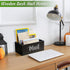 DRASTAR Wooden Mail Organizer with 3 Slots, Black Countertop Mail Holder, Desktop Sorter for Home Office Accessories