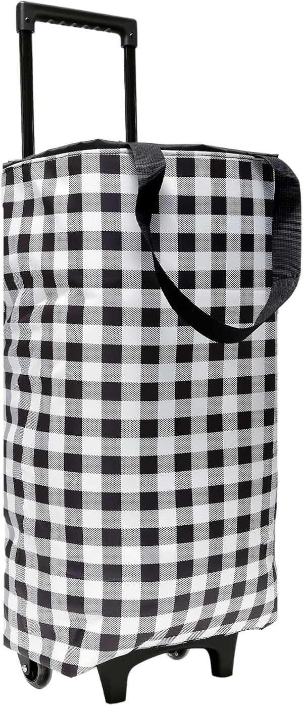 MQXYSDLY Large Foldable Wheeled Shopping cart, Insulated Waterproof Reusable Grocery Bag, Portable Tote