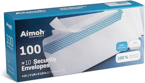 EnveGuard #10 Security Tinted Self-Seal Envelopes, No Window, 4-1/8 x 9-1/2 Inches, White, 100 Count
