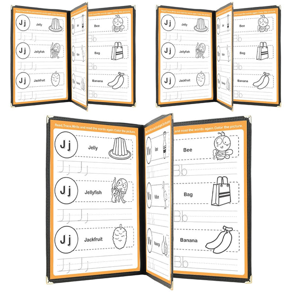 3 Pack Menu Covers 8.5" x 11" Menu Holder, Double Stitched Menu