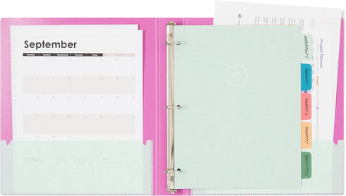 U Brands U-Eco Poly Binder with 5 Tab Divider Set, 8.5'' x 11'', Orchid, Two-Pockets, Letter Size (6606U01-12)