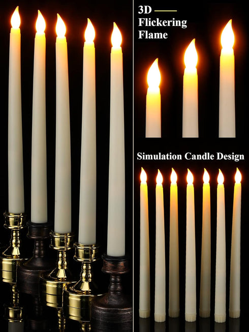 24 Decoration(Basic,11 Inch,Ivory) Treela Pcs Flameless Taper Candles Battery Operated Bulk Fake Candles Light LED