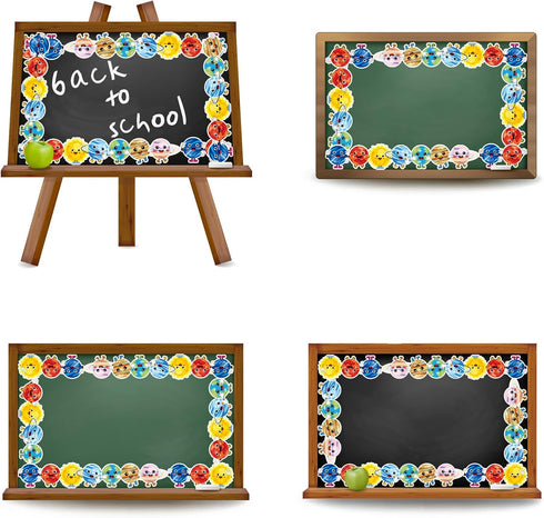 Whaline 32.8ft Cartoon Outer Space Bulletin Board Borders Die-Cut Rolled Trim for Classroom Office Chalkboard Decoration
