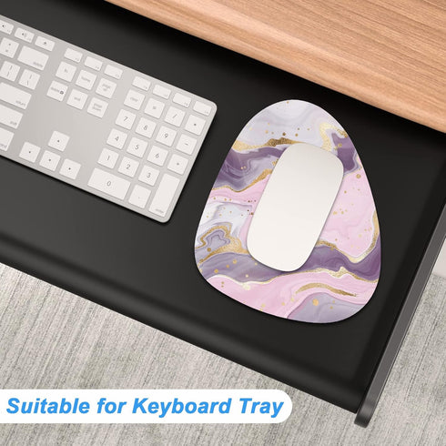 Rimilak Small Mouse Pad 6 x 7 Inch, Irregular Mini with Non-Slip Rubber Base, Waterproof for Home Office - Pink Gold