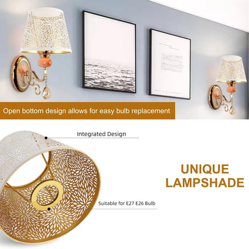 Generic E27 E26, Metal Lamp Shade for Flower Shadow Lampshade, Hollow Out Design Vintage Lamp Shades for Table Lamps