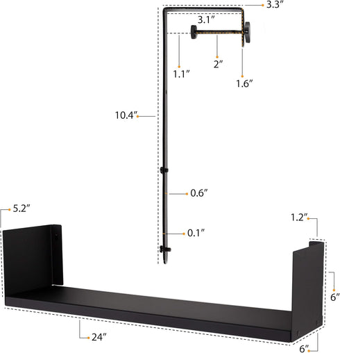 Wallniture Libro Cubicle Shelf - 24" Cube Storage Organizer with Hooks, Home Office Desk Organizer (Black)
